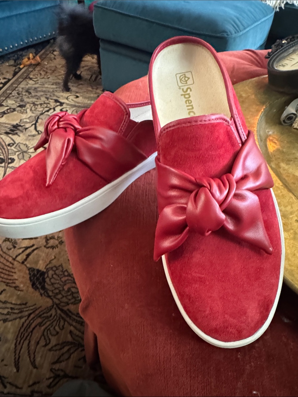 Spencer's Red Knot-Accent Slip-On Mules